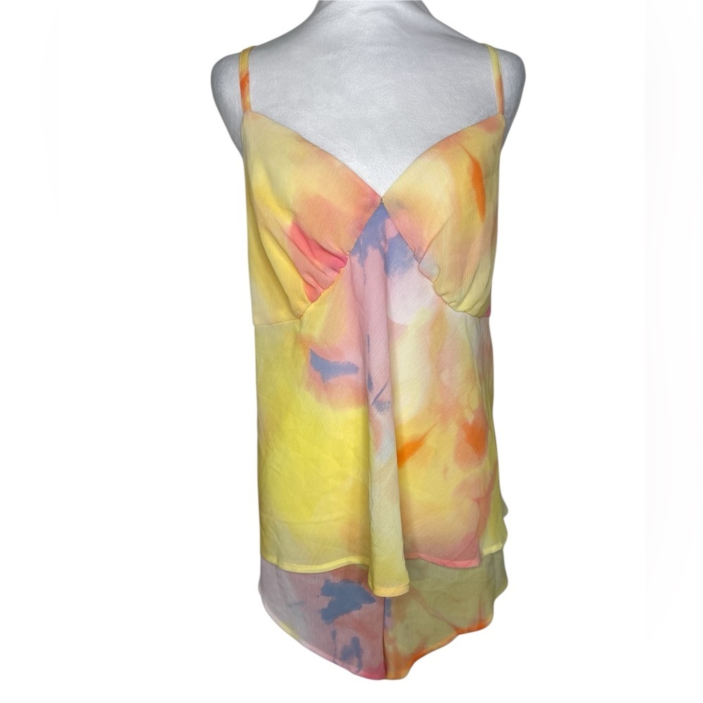 NWT Diane Von Furstenberg Sunset Pastel Tie-Dye 2 Piece Set Cami Shorts XXL - Picture 4 of 15